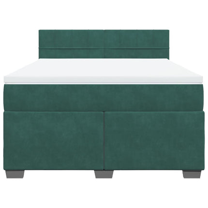 Giroletto a Molle con Materasso Verde Scuro 140x200 cm Velluto