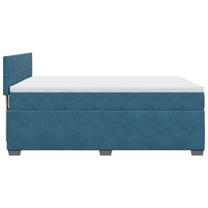 Giroletto a Molle con Materasso Blu 140x200 cm in Velluto