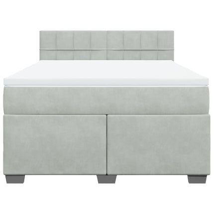 Giroletto a Molle con Materasso Grigio Chiaro 160x200cm Velluto