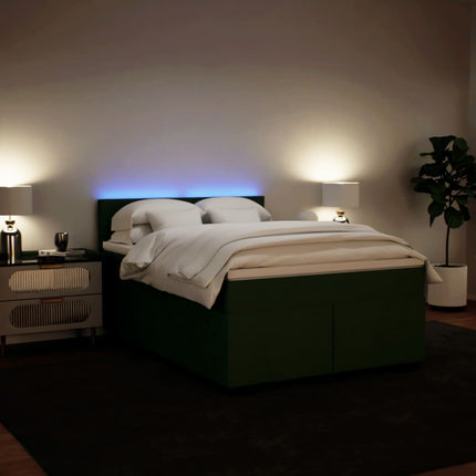 Giroletto a Molle con Materasso Verde Scuro 160x200 cm Velluto