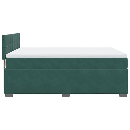 Giroletto a Molle con Materasso Verde Scuro 160x200 cm Velluto