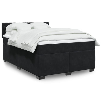 Giroletto a Molle con Materasso Nero 160x200 cm in Velluto