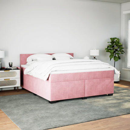 Giroletto a Molle con Materasso Rosa 180x200 cm in Velluto