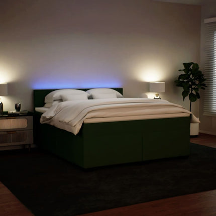 Giroletto a Molle con Materasso Verde Scuro 180x200 cm Velluto