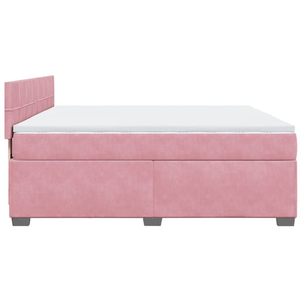 Giroletto a Molle con Materasso Rosa 180x200 cm in Velluto