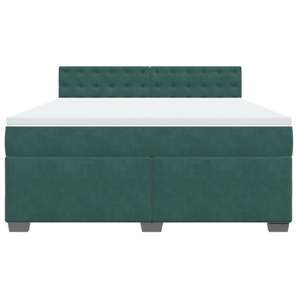 Giroletto a Molle con Materasso Verde Scuro 180x200 cm Velluto