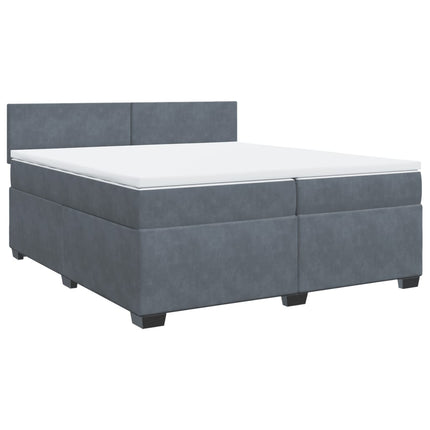 Giroletto a Molle con Materasso Grigio Scuro 200x200 cm Velluto
