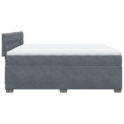 Giroletto a Molle con Materasso Grigio Scuro 200x200 cm Velluto