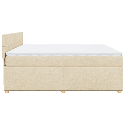 Giroletto a Molle con Materasso Crema 180x200 cm in Tessuto