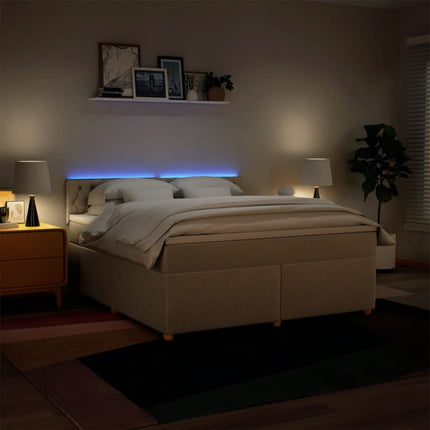 Giroletto a Molle con Materasso Crema 180x200 cm in Tessuto