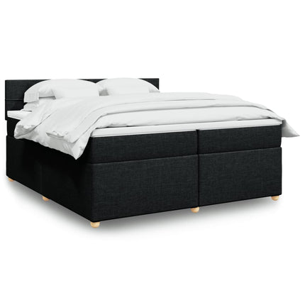 Giroletto a Molle con Materasso Nero 200x200 cm in Tessuto
