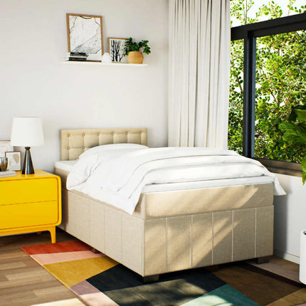 Giroletto a Molle con Materasso Crema 120x190 cm in Tessuto