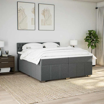 Giroletto a Molle con Materasso Grigio Scuro 200x200 cm Tessuto