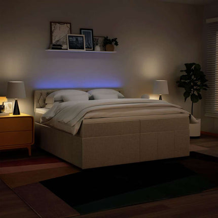 Giroletto a Molle con Materasso Crema 200x200 cm in Tessuto