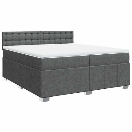 Giroletto a Molle con Materasso Grigio Scuro 200x200 cm Tessuto