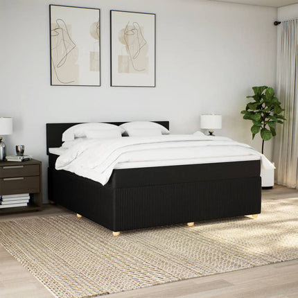 Giroletto a Molle con Materasso Nero 180x200 cm in Tessuto