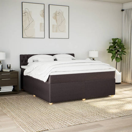 Giroletto a Molle con Materasso Marrone Scuro 180x200cm Tessuto