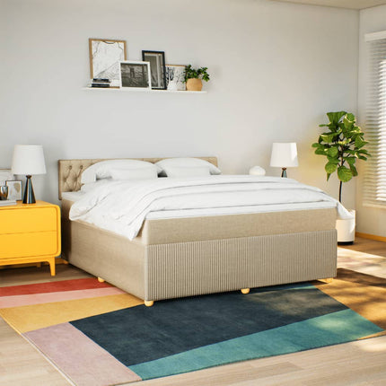 Giroletto a Molle con Materasso Crema 180x200 cm in Tessuto