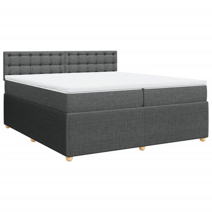 Giroletto a Molle con Materasso Grigio Scuro 200x200 cm Tessuto