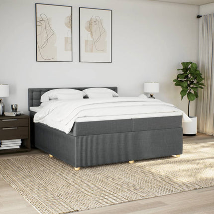 Giroletto a Molle con Materasso Grigio Scuro 200x200 cm Tessuto