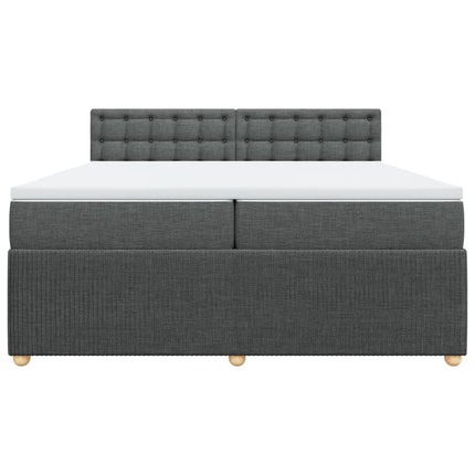 Giroletto a Molle con Materasso Grigio Scuro 200x200 cm Tessuto