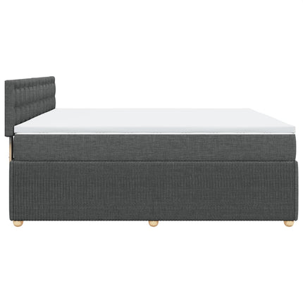Giroletto a Molle con Materasso Grigio Scuro 200x200 cm Tessuto