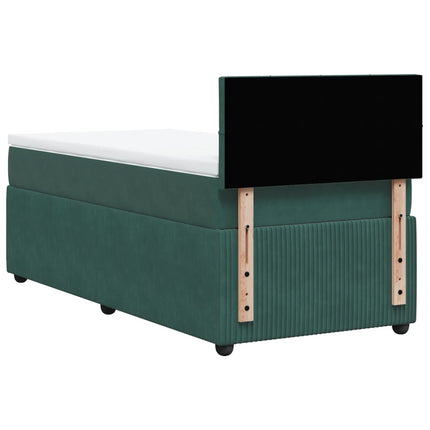 Giroletto a Molle con Materasso Verde Scuro 80x200 cm Velluto