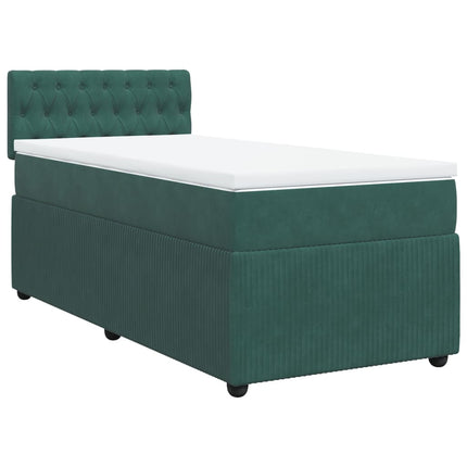 Giroletto a Molle con Materasso Verde Scuro 80x200 cm Velluto