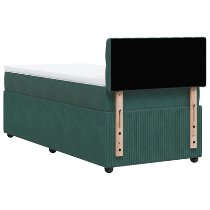Giroletto a Molle con Materasso Verde Scuro 80x200 cm Velluto