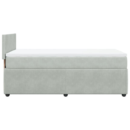 Giroletto a Molle con Materasso Grigio Chiaro 90x200 cm Velluto