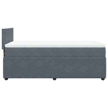 Giroletto a Molle con Materasso Grigio Scuro 90x200 cm Velluto