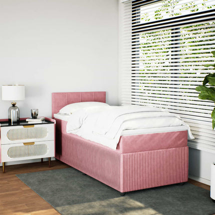 Giroletto a Molle con Materasso Rosa 100x200 cm in Velluto