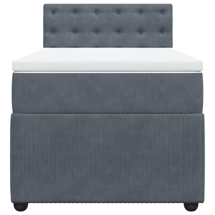Giroletto a Molle con Materasso Grigio Scuro 100x200 cm Velluto