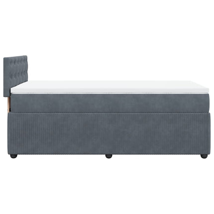 Giroletto a Molle con Materasso Grigio Scuro 100x200 cm Velluto