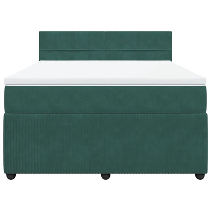 Giroletto a Molle con Materasso Verde Scuro 140x190 cm Velluto