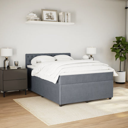 Giroletto a Molle con Materasso Grigio Scuro 140x190 cm Velluto