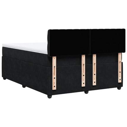 Giroletto a Molle con Materasso Nero 140x190 cm in Velluto