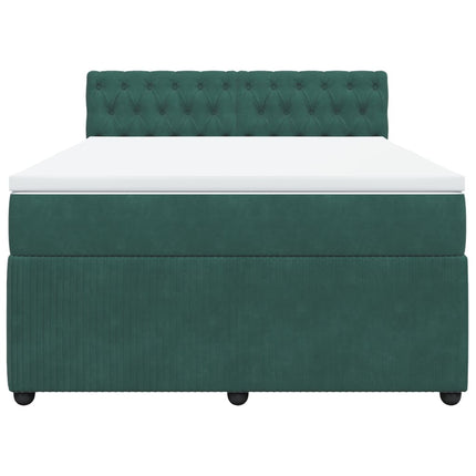 Giroletto a Molle con Materasso Verde Scuro 140x190 cm Velluto