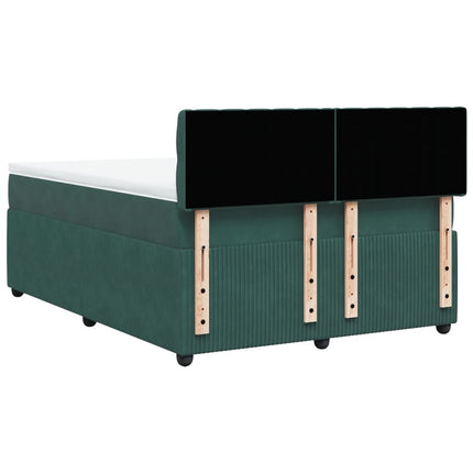 Giroletto a Molle con Materasso Verde Scuro 140x190 cm Velluto