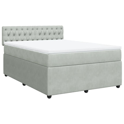 Giroletto a Molle con Materasso Grigio Chiaro 140x200cm Velluto