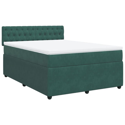 Giroletto a Molle con Materasso Verde Scuro 140x200 cm Velluto