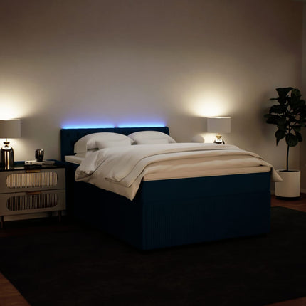 Giroletto a Molle con Materasso Blu 140x200 cm in Velluto