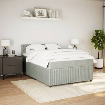 Giroletto a Molle con Materasso Grigio Chiaro 140x200cm Velluto