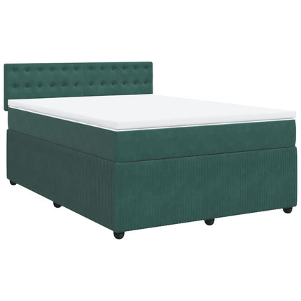 Giroletto a Molle con Materasso Verde Scuro 140x200 cm Velluto
