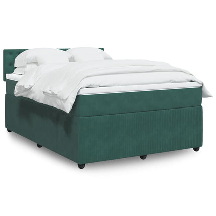 Giroletto a Molle con Materasso Verde Scuro 140x200 cm Velluto