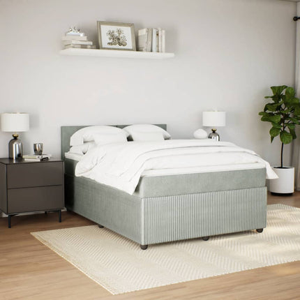 Giroletto a Molle con Materasso Grigio Chiaro 160x200cm Velluto