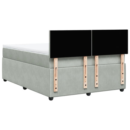 Giroletto a Molle con Materasso Grigio Chiaro 160x200cm Velluto