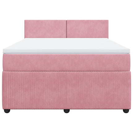 Giroletto a Molle con Materasso Rosa 160x200 cm in Velluto