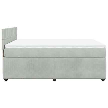 Giroletto a Molle con Materasso Grigio Chiaro 160x200cm Velluto
