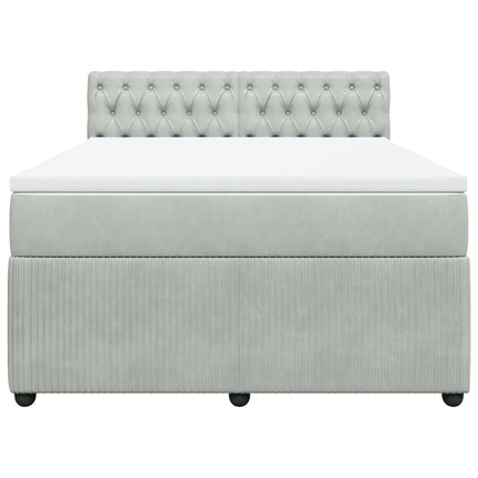 Giroletto a Molle con Materasso Grigio Chiaro 160x200cm Velluto